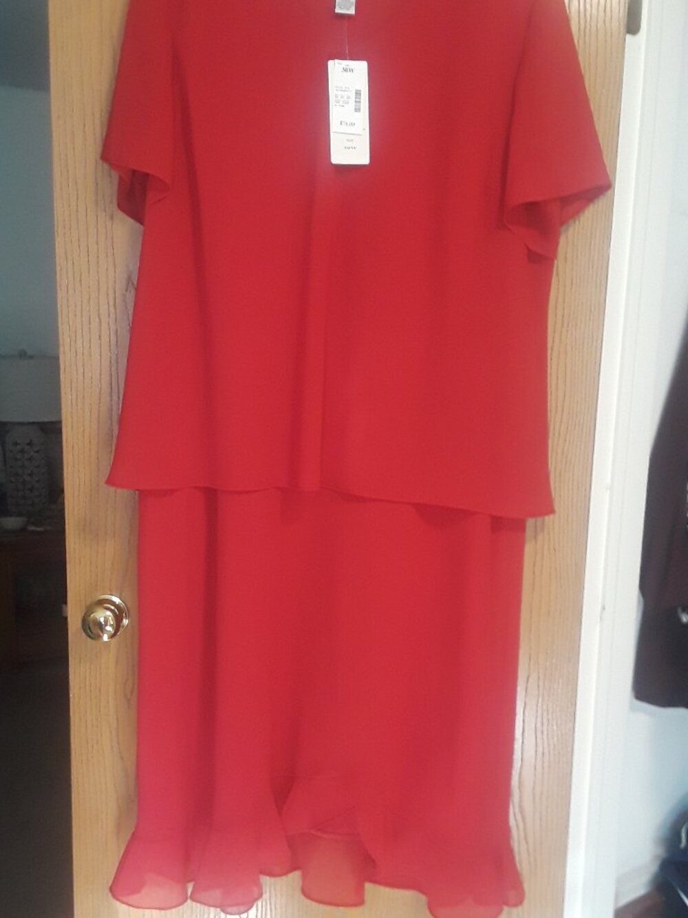 RARE NWT Plus Size Vintage JBS Ltd Red Dress 30W 1990s Polyester Formal Cocktail